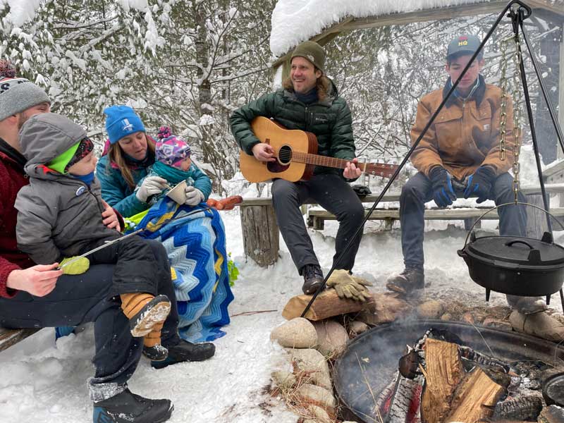 Eric McDonald plays at the cross country ski headquarter